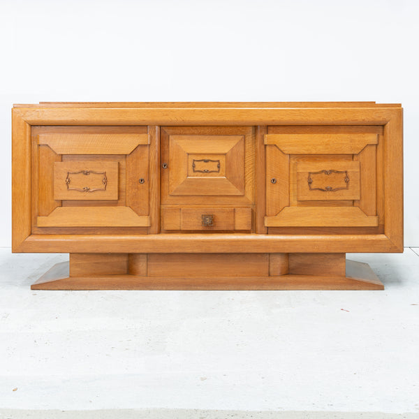 Art Deco Sideboard in Oak with Decorative Copper Detailing