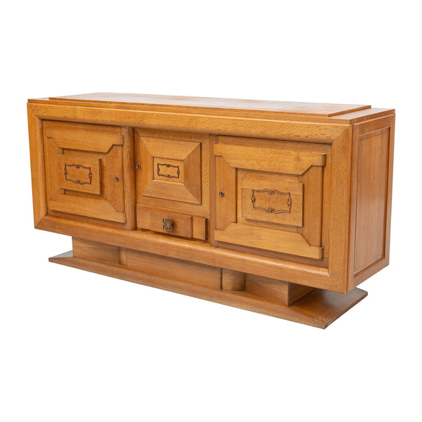 Art Deco Sideboard in Oak with Decorative Copper Detailing