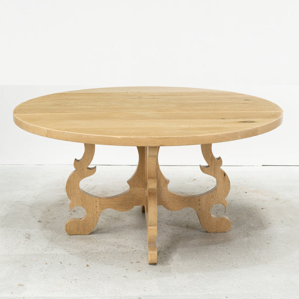 Tuscan Style Circular Plank Top Table in Bleached Oak