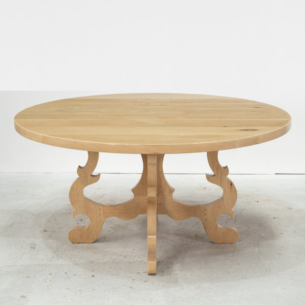 Tuscan Style Circular Plank Top Table in Bleached Oak