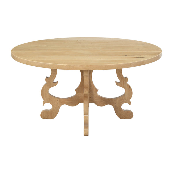 Tuscan Style Circular Plank Top Table in Bleached Oak