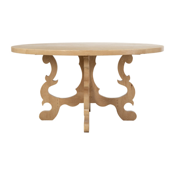 Tuscan Style Circular Plank Top Table in Bleached Oak