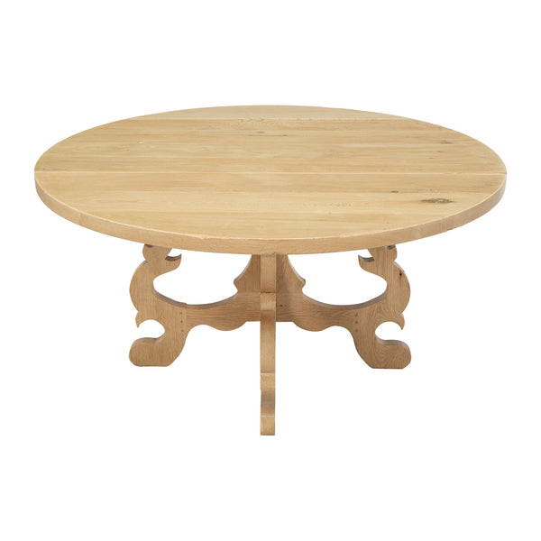 Tuscan Style Circular Plank Top Table in Bleached Oak