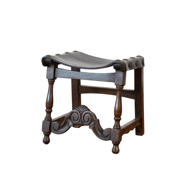 Spanish Barqoue Style Leather Topped Stool