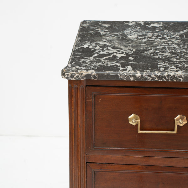 Louis XVI Mahogany Commode with Grey Sainte Anne Marble Top