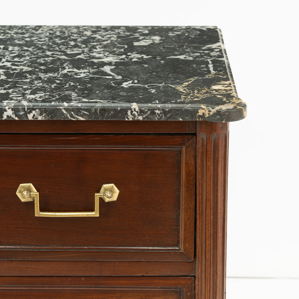 Louis XVI Mahogany Commode with Grey Sainte Anne Marble Top