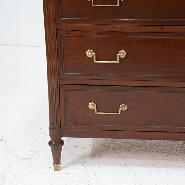 Louis XVI Mahogany Commode with Grey Sainte Anne Marble Top