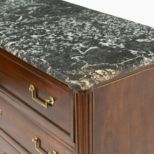 Louis XVI Mahogany Commode with Grey Sainte Anne Marble Top