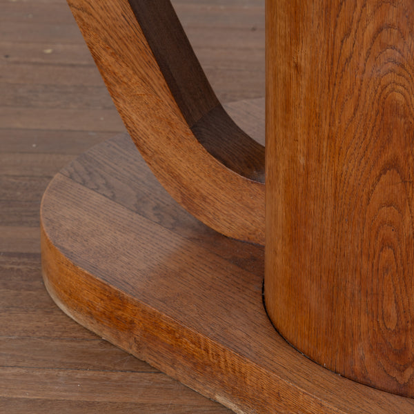 Art Deco Oak Pedestal Dining Table with Parquetry Top