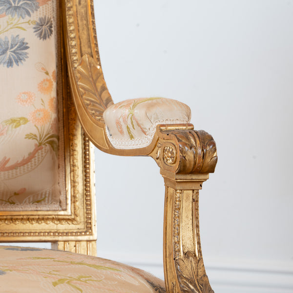 A Pair of Louis XVI Style Giltwood Fauteuils, French, Late 19th Century (2 Pairs Available)