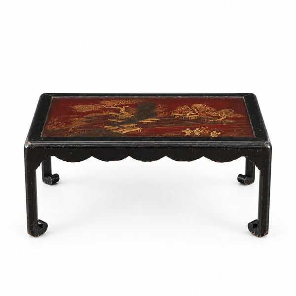 A Chinoiserie Red and Black Lacquer Low Table