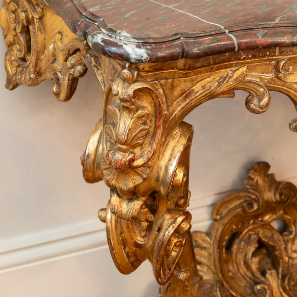 A Louis XV Period Giltwood Console Table