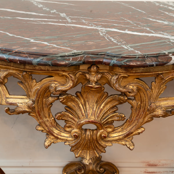 A Louis XV Period Giltwood Console Table