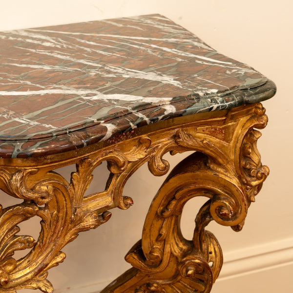 A Louis XV Period Giltwood Console Table