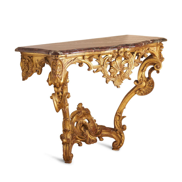 A Louis XV Period Giltwood Console Table