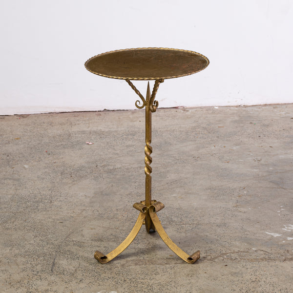 A Spanish Gilt Iron Martini Table with Spiral Twist Column