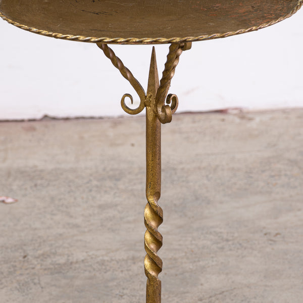 A Spanish Gilt Iron Martini Table with Spiral Twist Column