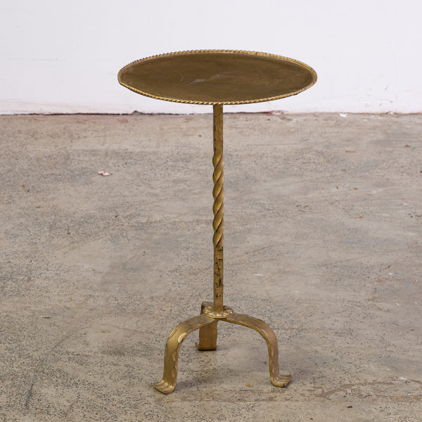 A Gilt Iron Spanish Martini Table Raised on Tri Leg