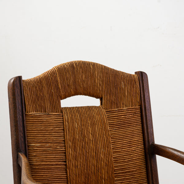 Pair of Low Rush Caned Armchairs from the 1950s