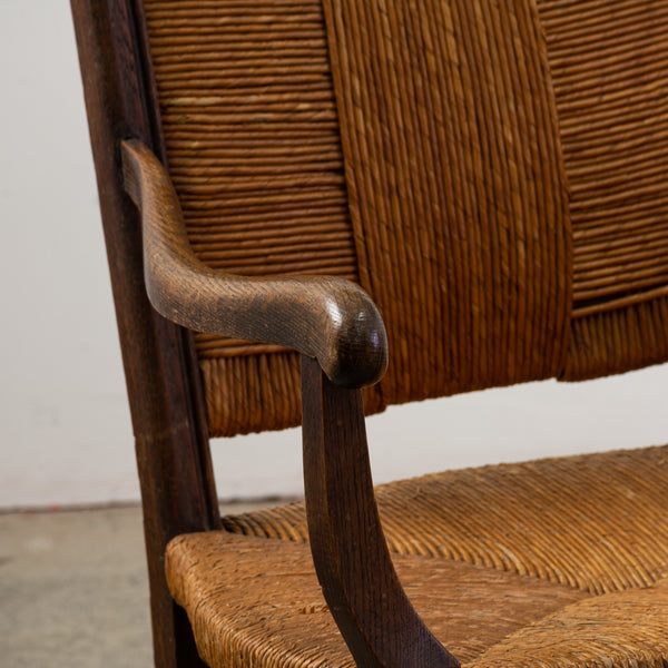 Pair of Low Rush Caned Armchairs from the 1950s