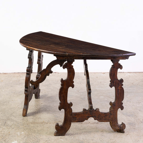 18th Century Italian Demi Lune Table in Chestnut