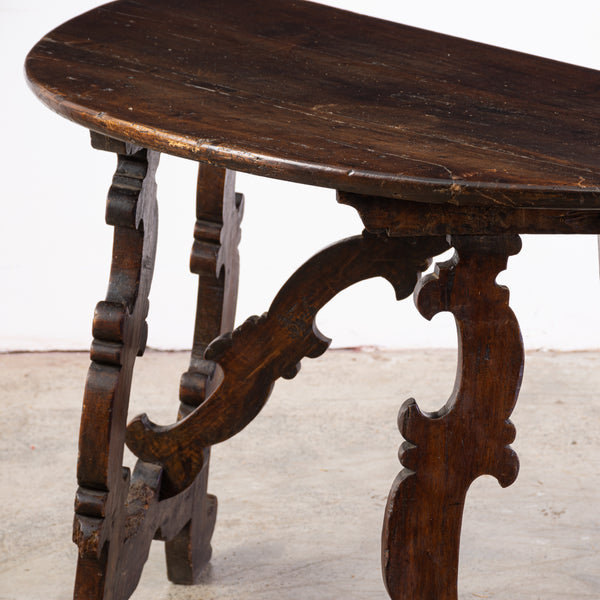 18th Century Italian Demi Lune Table in Chestnut