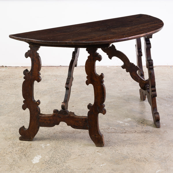 18th Century Italian Demi Lune Table in Chestnut