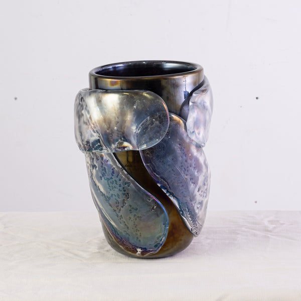 A Black Iridescent Murano Vase