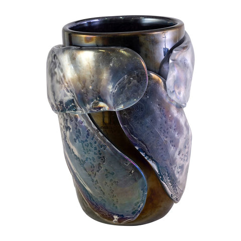 A Black Iridescent Murano Vase