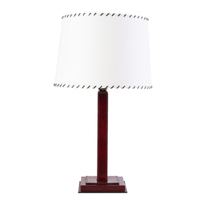 Vintage Burgundy leather lamp in the manner of Jacques Adnet