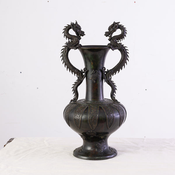 A Early 20th Century Japanese Bronze Dragon Vase