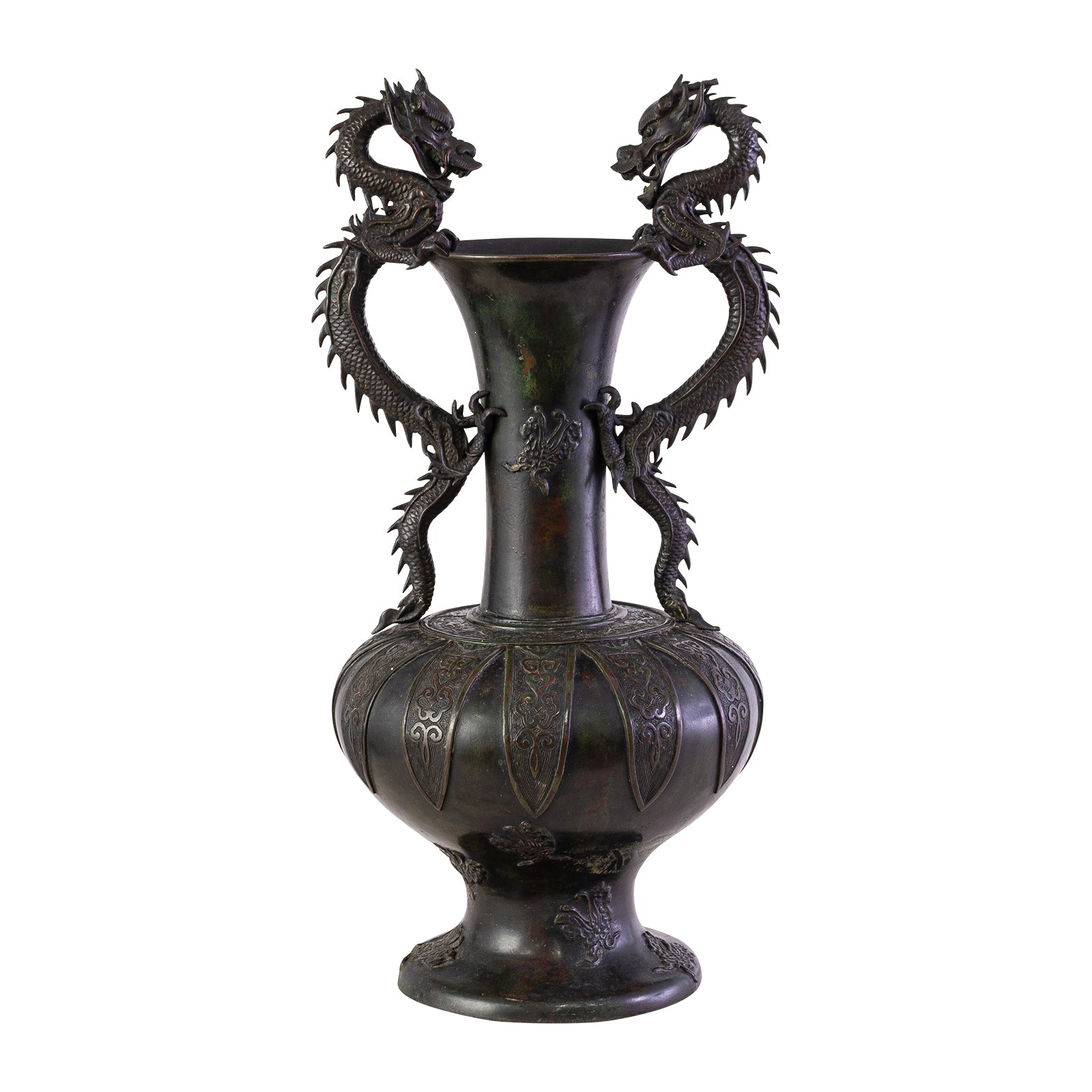 A Early 20th Century Japanese Bronze Dragon Vase