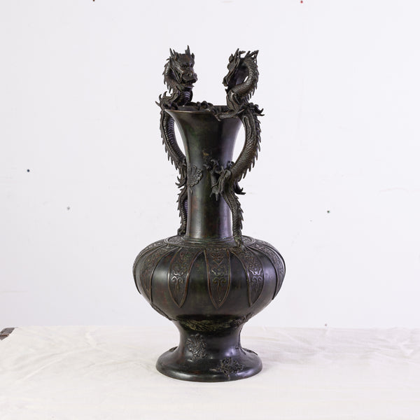 A Early 20th Century Japanese Bronze Dragon Vase