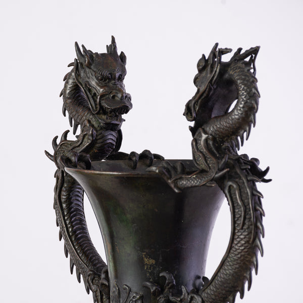 A Early 20th Century Japanese Bronze Dragon Vase