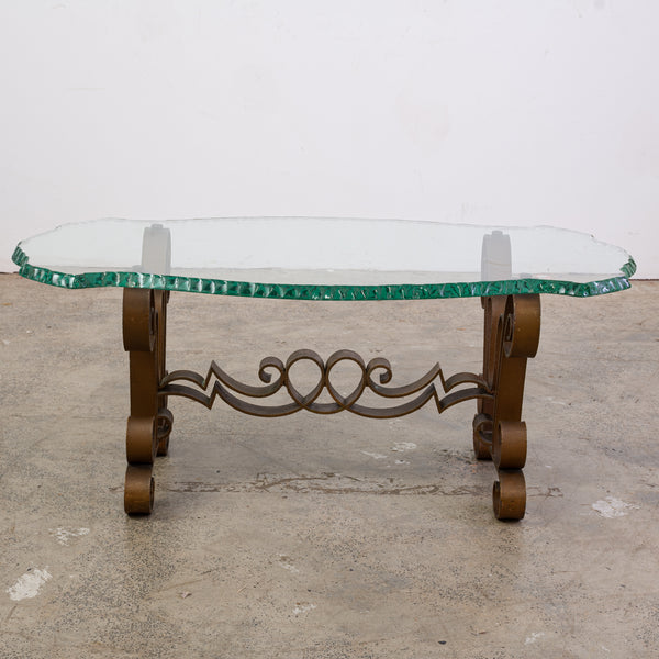 A Chiselled Glass And wrought Iron Coffee Table attributed to Pier Luigi Colli