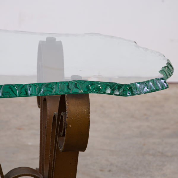 A Chiselled Glass And wrought Iron Coffee Table attributed to Pier Luigi Colli