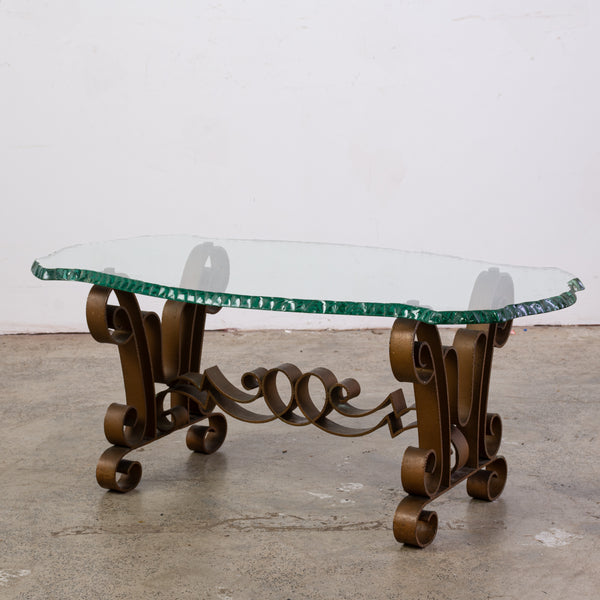 A Chiselled Glass And wrought Iron Coffee Table attributed to Pier Luigi Colli