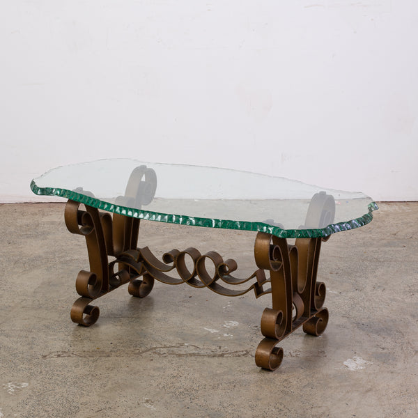 A Chiselled Glass And wrought Iron Coffee Table attributed to Pier Luigi Colli