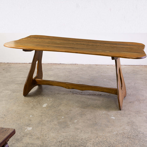 1970s Elm Dining Table of Organic Form