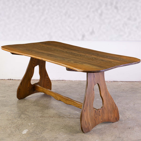 1970s Elm Dining Table of Organic Form