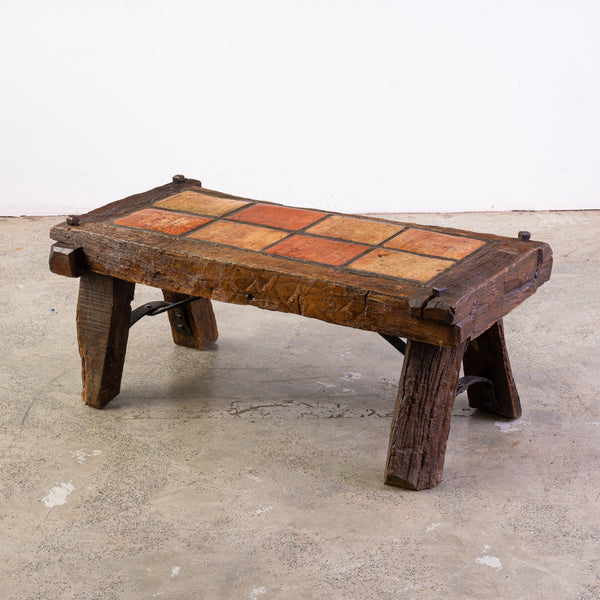 1960s Brutalist Coffee Table inset with Tile Top