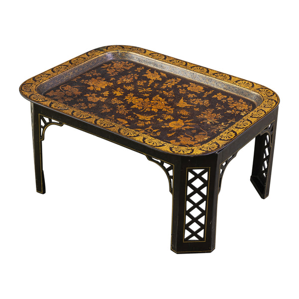 20th Century Black and Gilt Tray on Stand