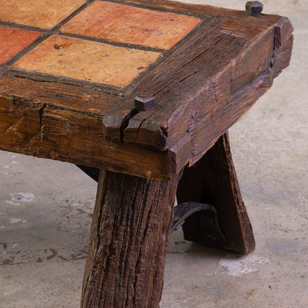 1960s Brutalist Coffee Table inset with Tile Top