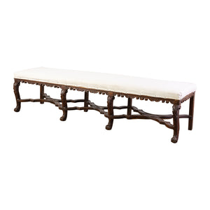 A Long Scrolling Regence Walnut Bench Seat