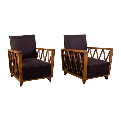 Pair of Italian Late Art Deco Armchairs in the style of Italo Gamberini (1907 - 1990)