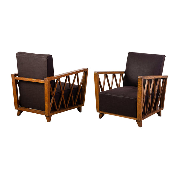 Pair of Italian Late Art Deco Armchairs in the style of Italo Gamberini (1907 - 1990)