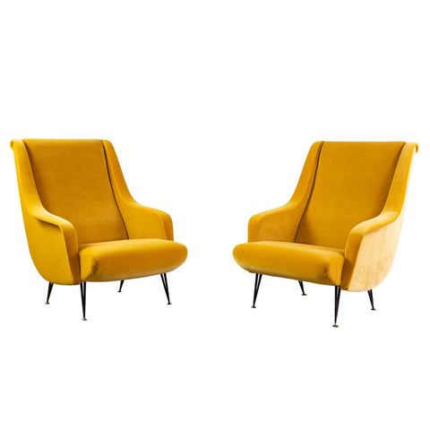 A Pair of Mid Century Italian Armchairs by Aldo Morbelli