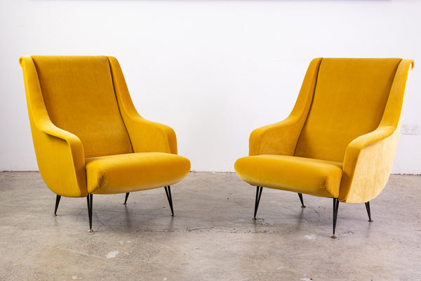 A Pair of Mid Century Italian Armchairs by Aldo Morbelli