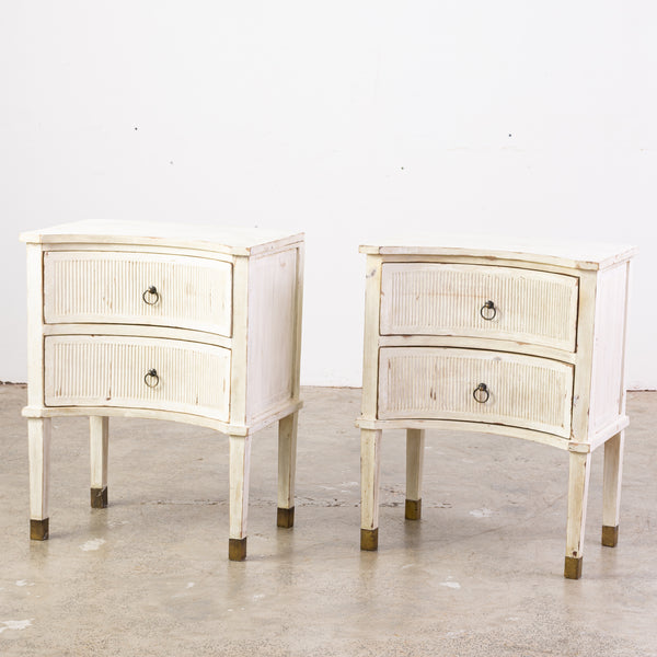 A Pair of Gustavian Style Painted Bedside Tables