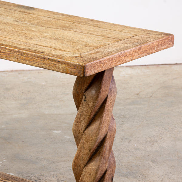 A Bleached Oak Rectangular Table Raised on twisted Pedestal